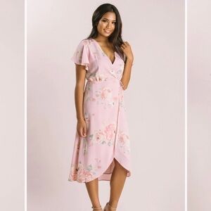 Morning Lavender “Kenley Floral Wrap Midi Dress, Size XS
